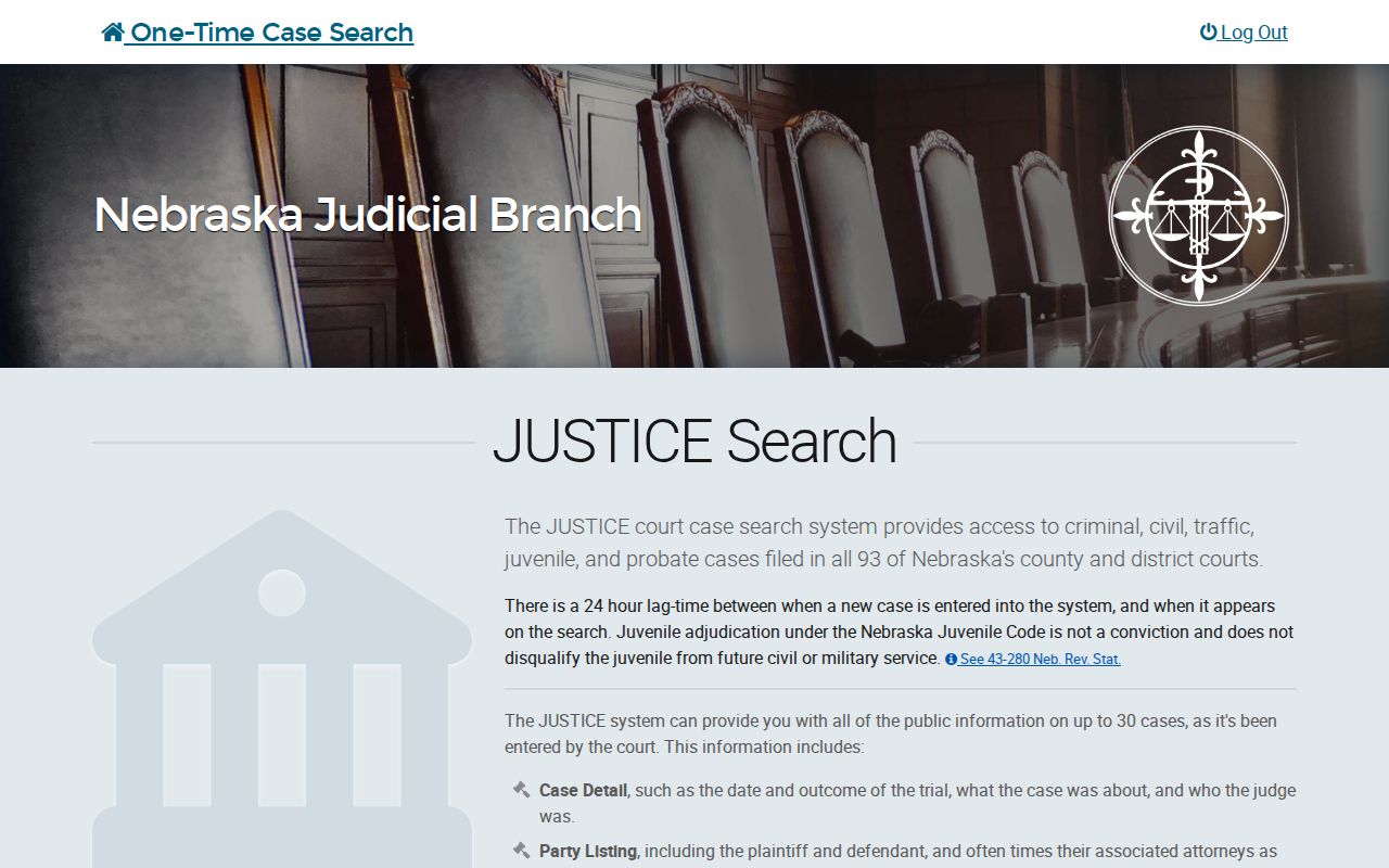 Scotts Bluff County case lookup JUSTICE One-Time Court Case Search