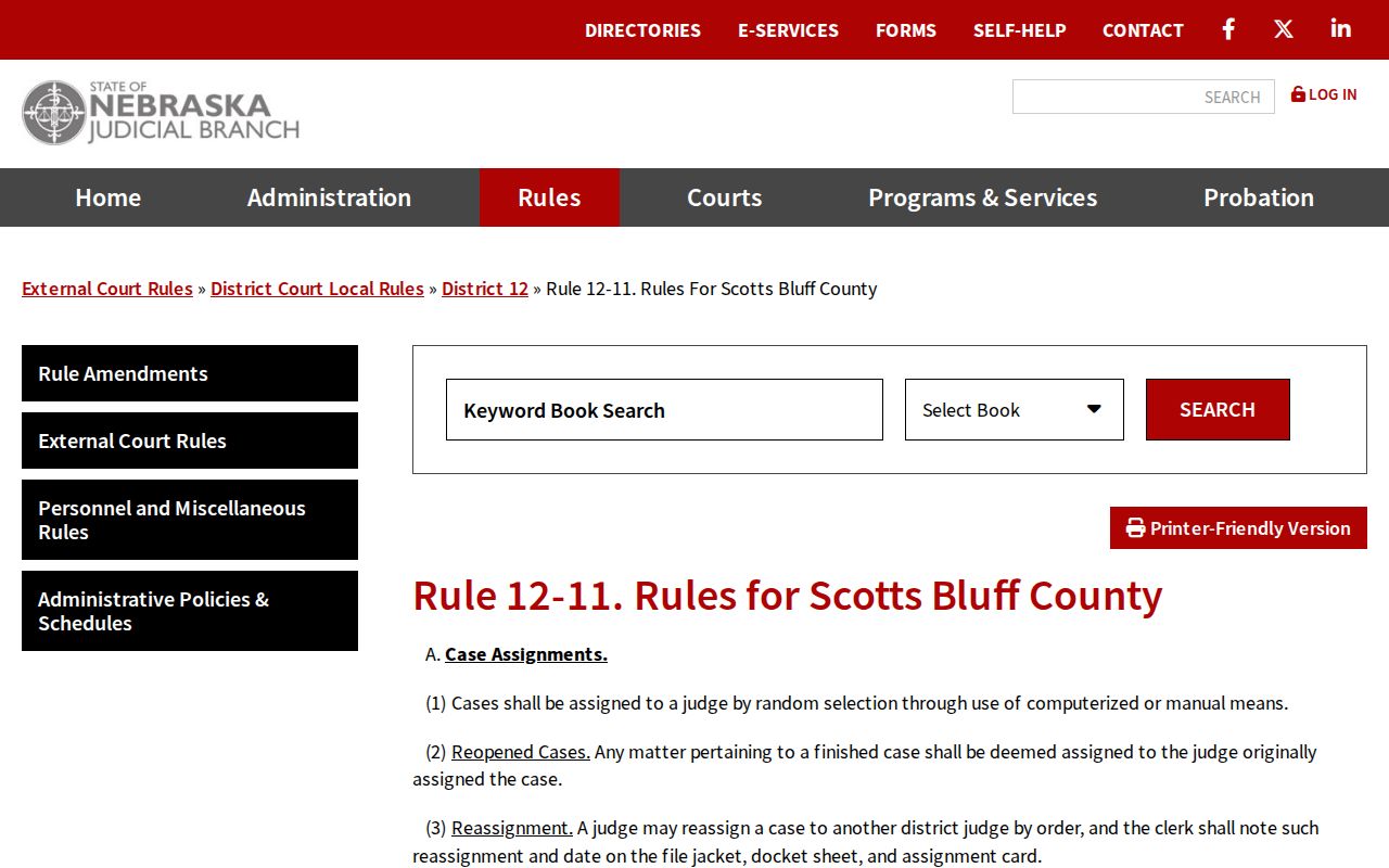 Scotts Bluff County court calendar District 12 local rule information