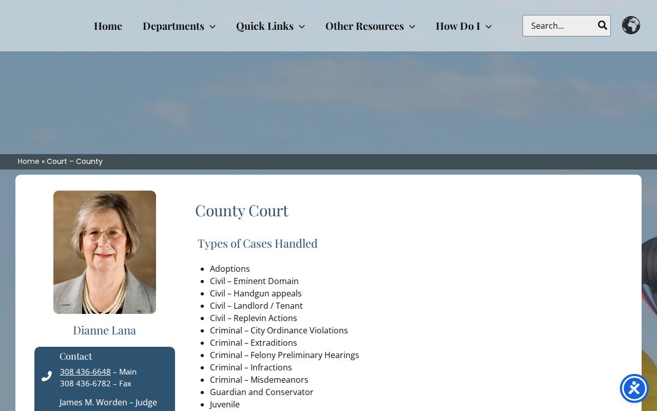 Scotts Bluff County court docket County Court clerk and case categories