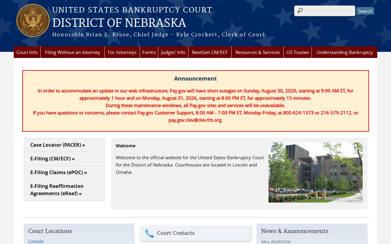 Scotts Bluff County court docket Nebraska Bankruptcy Court portal