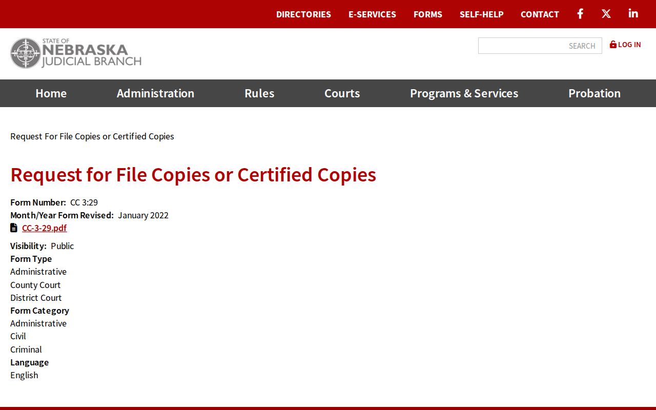 Scottsbluff court docket copy request source for County Court and District Court records